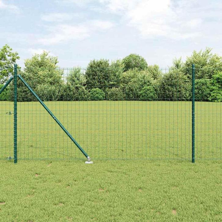 vidaXL Hek met Paal Groen 1,4 x 10 m Staal en PVC, Tuin en Terras, Schuttingen, Nieuw, IJzer, Verzenden