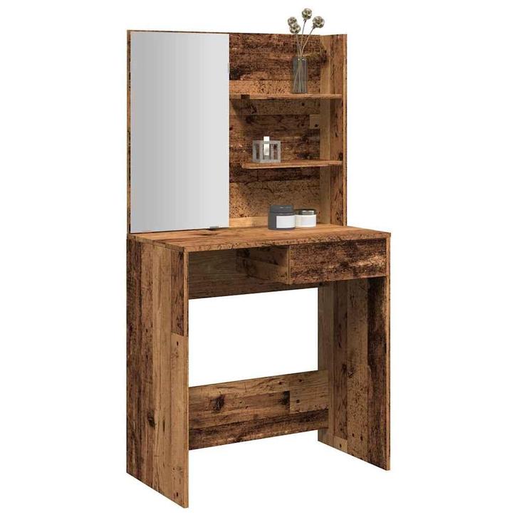 vidaXL Kaptafel met spiegel 74,5x40x141 cm oud houtkleurig, Huis en Inrichting, Tafels | Salontafels, 50 tot 100 cm, Nieuw, Overige houtsoorten