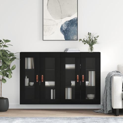 vidaXL Hangkasten 2 st bewerkt hout zwart, Huis en Inrichting, Kasten | Buffetkasten, Nieuw, Overige houtsoorten, Verzenden