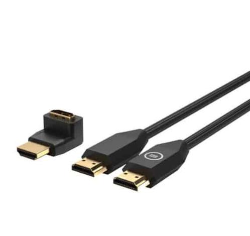 BlueBuilt HDMI 2.0b Nylon Kabel 1 meter + 90? Adapter, Computers en Software, Overige Computers en Software, Zo goed als nieuw