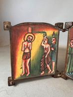 Antique Rare Ethiopian coptic wooden icon - 4 handpaintings