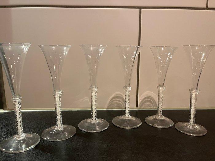 Champagneglas (6) - Glas - 6 Georgian slinger glas, Antiek en Kunst, Antiek | Glas en Kristal