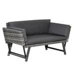 TRUUSK Polyrattan Tuinbank 2-zits Loungesofa Grijs Met Opkla, Verzenden, Nieuw