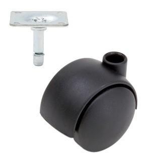 Meubelwiel Zwart Kunststof 50 mm met Bevestigingsplaat, Doe-het-zelf en Verbouw, Zwenkwielen, Nieuw, Ophalen of Verzenden