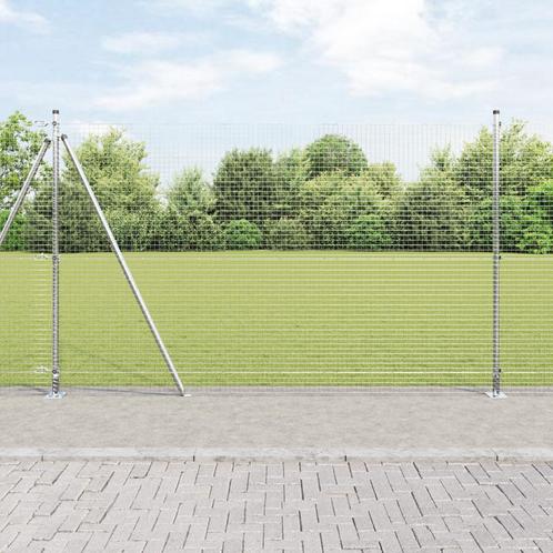 vidaXL Gegoten Draad Omheining met 13 Flanged Posts 1.6x25 m, Tuin en Terras, Schuttingen, Nieuw, IJzer, Verzenden