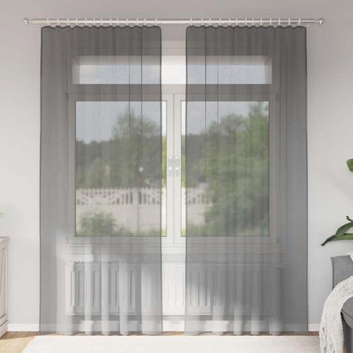 vidaXL Gordijnen voile met roedezakken 2 st donkergrijs, Huis en Inrichting, Stoffering | Gordijnen en Lamellen, Grijs, Nieuw