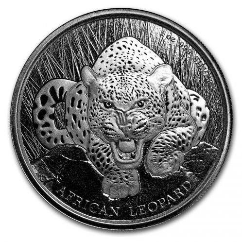 Ghana African Leopard 1 oz 2017 (50.000 oplage), Postzegels en Munten, Munten | Afrika, Losse munt, Zilver, Overige landen, Verzenden