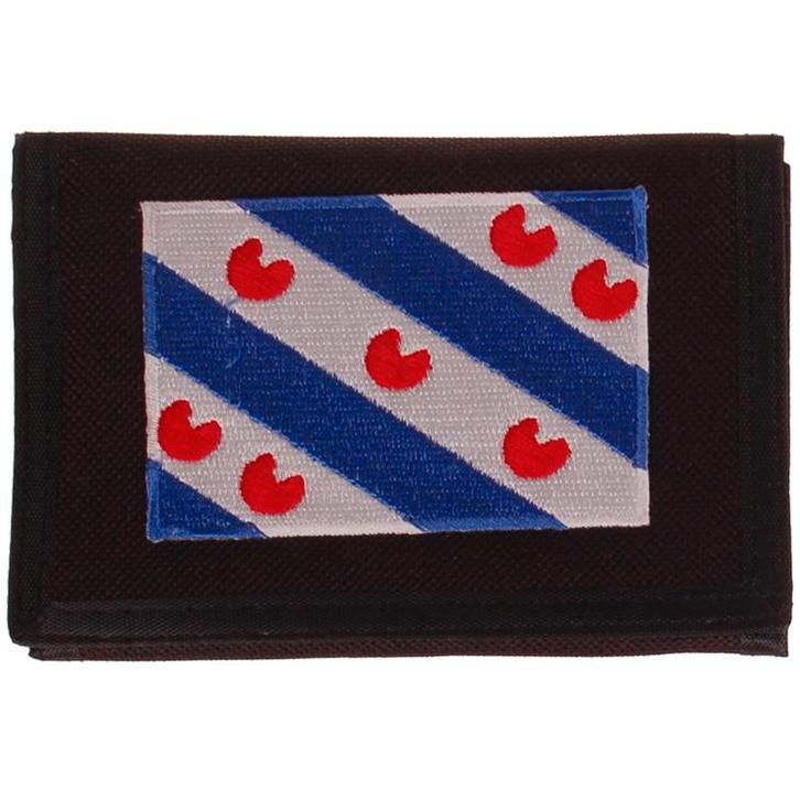 Zwarte klittenbandportemonnee 12x9cm - Applicatie 8x6cm vlag, Sieraden, Tassen en Uiterlijk, Portemonnees, Nieuw, Ophalen of Verzenden