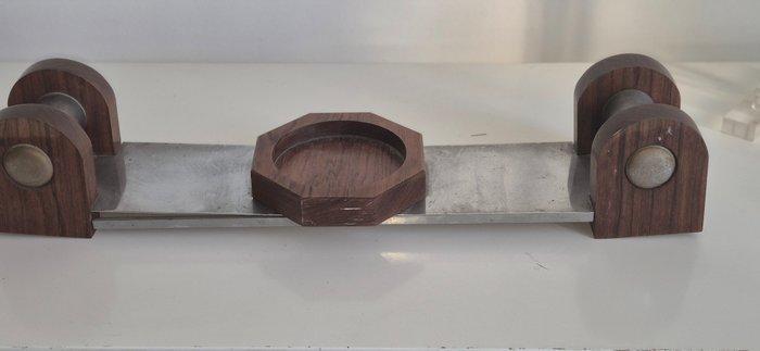 Asbak - hout (palissander) gechromateerd metaal - Houten, Antiek en Kunst, Kunst | Designobjecten
