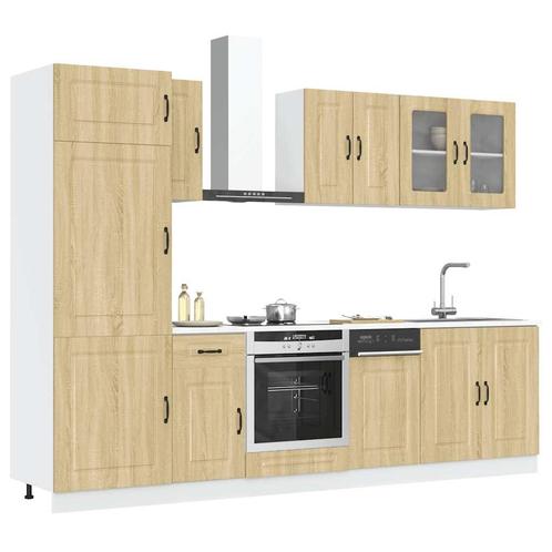 vidaXL 8-delige Keukenkastenset Kalmar bewerkt hout sonoma, Huis en Inrichting, Keuken | Keukenelementen, Bruin, Nieuw, Verzenden