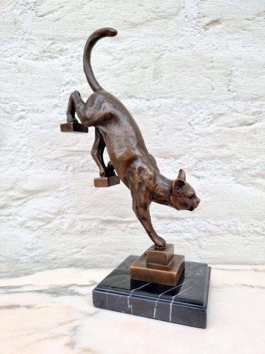 Beeldje - Bronze Cat on the stairs - Brons, Antiek en Kunst, Kunst | Designobjecten
