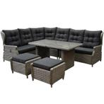 Ibiza hoek dining loungeset 7-delig verstelbaar grijs, Tuin en Terras, Ophalen of Verzenden, Nieuw, Wicker