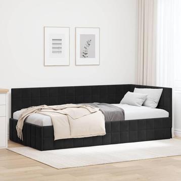 vidaXL Hoekbedframe met hoofdeinde Zwart 100 x 200 cm beschikbaar voor biedingen