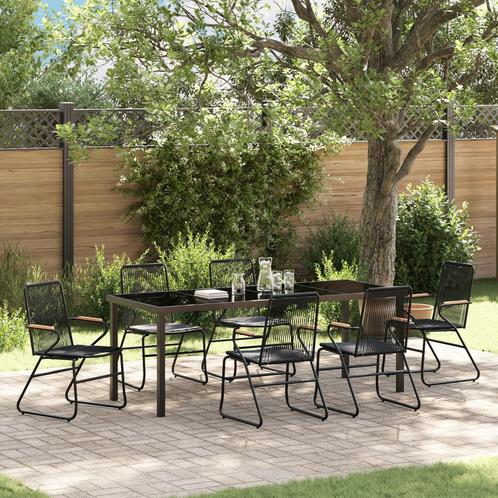 vidaXL 7-delige Tuinset van Zwart PVC Riet, Tuin en Terras, Tuinsets en Loungesets, Tuinset, Nieuw, Kunststof, Verzenden