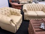 Chesterfield Maarssen ! LEREN Chesterfield set 2 ZITS+1 ZITS, Ophalen, Zo goed als nieuw, Leer, Chesterfield
