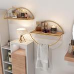 [en.casa] Wandplank Mynämäki 39x16x17 cm goudkleurig en natu, Huis en Inrichting, Woonaccessoires | Wandplanken en Boekenplanken