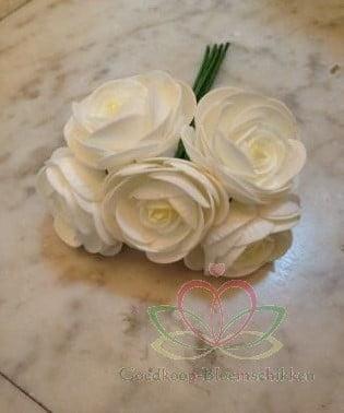 Ranonkels foam Roomwit 6 cm bundel 5 stuks, Huis en Inrichting, Woonaccessoires | Kunstplanten en Kunstbloemen, Nieuw, Ophalen of Verzenden