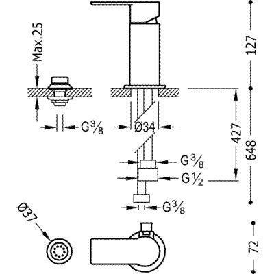 Loft Eenknops bidetkraan met sproeier 20013001, Doe-het-zelf en Verbouw, Sanitair, Ophalen of Verzenden