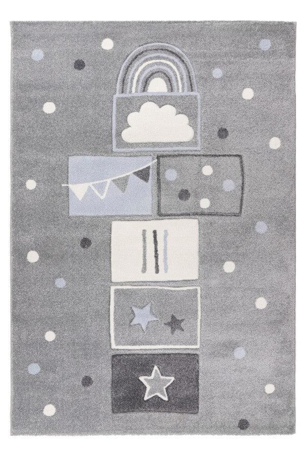 Kindervloerkleed | Happy | Hinkelbaan | Zilver | 80x150 cm, Huis en Inrichting, Stoffering | Tapijten en Kleden, Verzenden