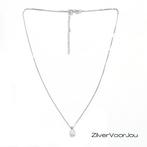 925 Zilveren ronde opaal ketting rhodium, Verzenden, Nieuw, Zilver