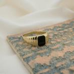 Gouden zegelring met onyx | Heren (herenring, gouden ring), Sieraden, Tassen en Uiterlijk, Ringen, Gebruikt, Overige kleuren, 20 of groter