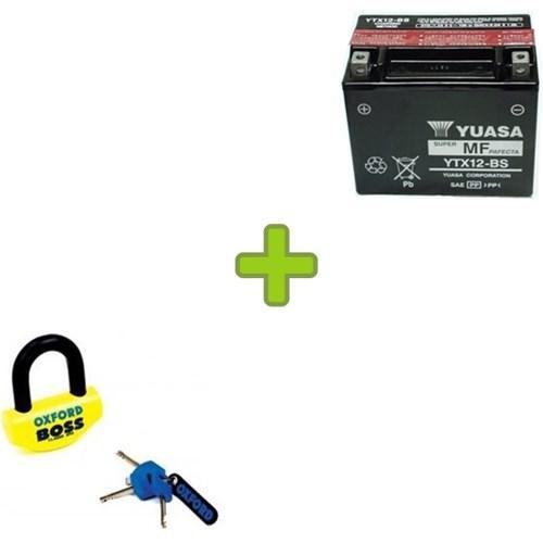 Yuasa Ytx12-Bs Accu Met Oxford Big Boss Schijfremslot, Computers en Software, Laptop-opladers, Verzenden