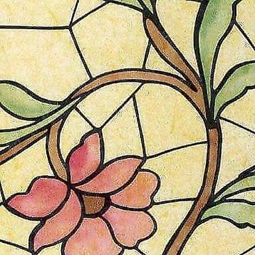 Raamfolie bloemen, glas in lood idee, glasfolie beschikbaar voor biedingen