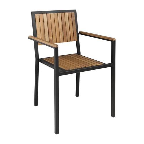 Bolero stalen en acaciahouten stoelen met armleuningen (4, Zakelijke goederen, Horeca | Meubilair en Inrichting, Verzenden