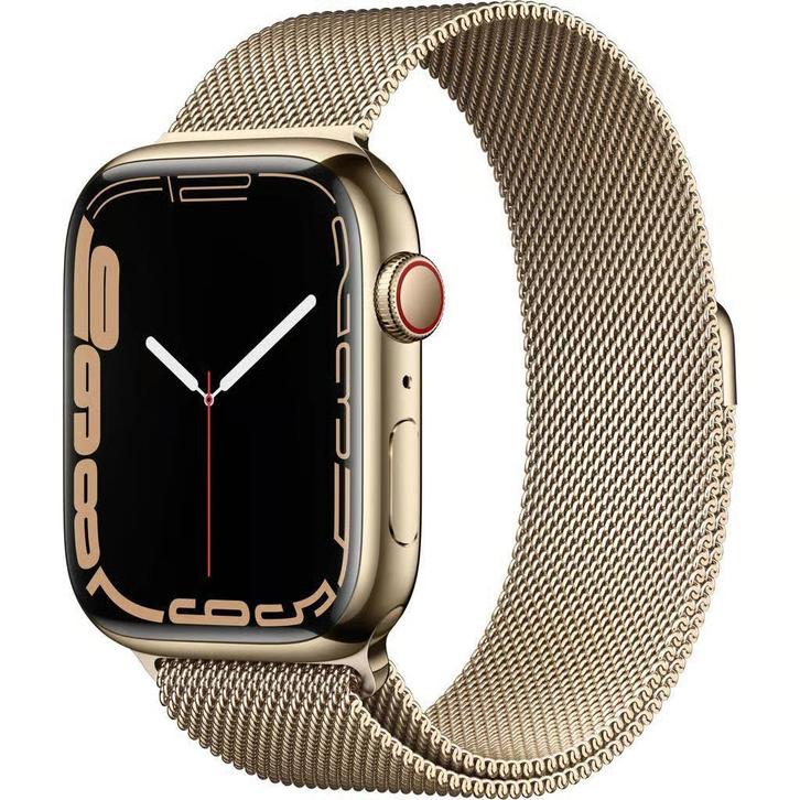 Apple Watch Series 7 45mm Cellular Goud Stainless Steel G..., Telecommunicatie, Mobiele telefoons | Apple iPhone, Zo goed als nieuw