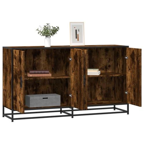 vidaXL Dressoir 134x35x76 cm bewerkt hout gerookt, Huis en Inrichting, Kasten | Dressoirs, 25 tot 50 cm, Nieuw, Minder dan 50 cm