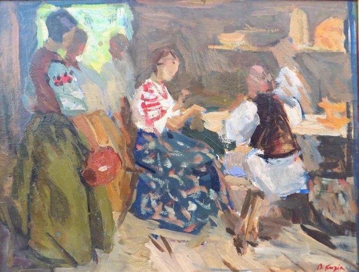 Viktor Georgievich Kozik (1937-?) - Scena dinterno - NO, Antiek en Kunst, Kunst | Schilderijen | Klassiek