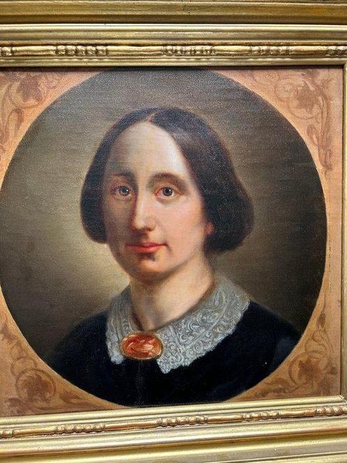 Hollandse school (XIX) - Portret statige dame, Antiek en Kunst, Kunst | Schilderijen | Klassiek