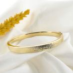 Gouden slavenarmband geribbeld | Ø 60 mm (vintage sieraden), Ophalen of Verzenden, Gebruikt, Overige kleuren, Goud