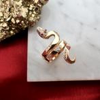 Gouden heren ring; Slang met robijn en zirconia, Gebruikt, Overige kleuren, 19 tot 20, Heer