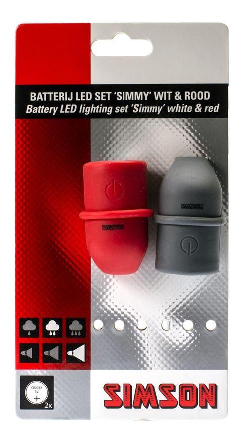 Simson Simmy Batterij LED set. 3 LEDs. 29 LUX/13.5 LUX, Fietsen en Brommers, Fietsaccessoires | Fietsverlichting, Nieuw, Verzenden