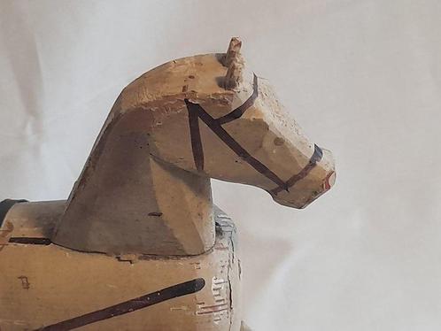 sculptuur, Holzpferd auf Rollen um 1920 - 30 cm - Beuken -, Antiek en Kunst, Curiosa en Brocante