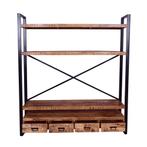 Boekenkast Mangohout Britt 180 cm, 150 tot 200 cm, Nieuw, Industriële meubels, 25 tot 50 cm
