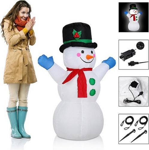 Opblaasbare sneeuwpop XL verlicht met verlichting 120cm, Diversen, Kerst, Nieuw, Verzenden