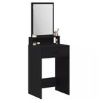 Elegante Make-up Kaptafel Zwart Eikenhout met Spiegel en Lad, Huis en Inrichting, Tafels | Kaptafels, Verzenden, Nieuw