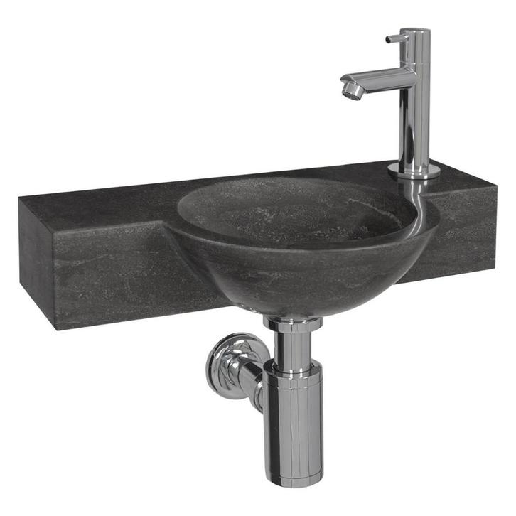 Fonteinset Differnz Teti 40x23x8 cm Kalksteen Zwart, Doe-het-zelf en Verbouw, Sanitair, Ophalen of Verzenden