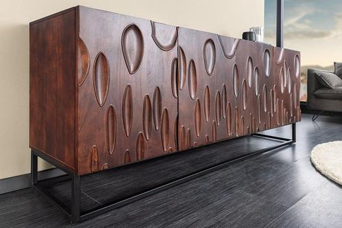 Massief dressoir DUNE 175cm walnootbruin acaciahout 3D, Huis en Inrichting, Kasten | Dressoirs, Ophalen of Verzenden