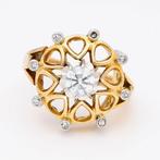 Ring - 18 karaat Geel goud, Witgoud Diamant (Natuurlijk), Sieraden, Tassen en Uiterlijk, Ringen, Nieuw