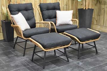 Carlton Loungeset 2 Lounge Tuinstoelen 2 Hockers Bamboo SHOW beschikbaar voor biedingen