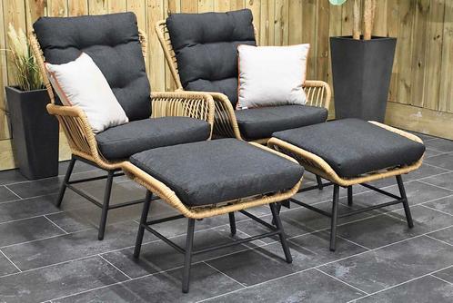 Carlton Loungeset 2 Lounge Tuinstoelen 2 Hockers Bamboo SHOW, Tuin en Terras, Tuinsets en Loungesets, Hocker, Stoel, 2 zitplaatsen