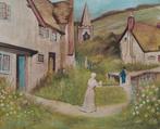 Britse school (XX) - Idyllic Rural Scene with Figures and
