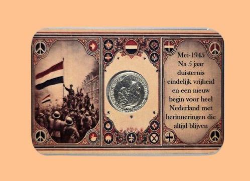 Nederland. Wilhelmina. 1945 Coincard 80 jaar vrijheid / Een, Postzegels en Munten, Munten | Nederland