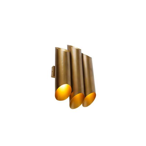 Industriële wandlamp messing 6-lichts - Whistle, Huis en Inrichting, Lampen | Wandlampen, Nieuw, Overige materialen