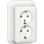 GIRA opbouw Wandcontactdoos dubbel met randaarde Zuiver wit, Doe-het-zelf en Verbouw, Elektra en Kabels, Ophalen of Verzenden