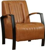 Direct meenemen | Cognac leren stalen fauteuil | cognac leer, Huis en Inrichting, Nieuw, Ophalen of Verzenden, Industrieel, 50 tot 75 cm