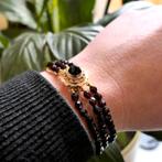 Glaskralen armband met gouden slot; Antiek/vintage | 20,5 cm, Sieraden, Tassen en Uiterlijk, Armbanden, Ophalen of Verzenden, Gebruikt